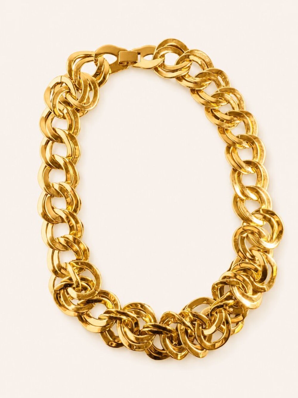 Vintage Gold Tone Link Necklace Bracelet Earrings Parure Set Statement Jewelry - Picture 3 of 6